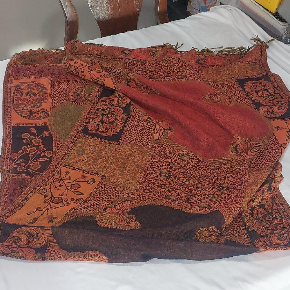 Bohemian Rust Butterfly Flower Table Runner Or Scarf .